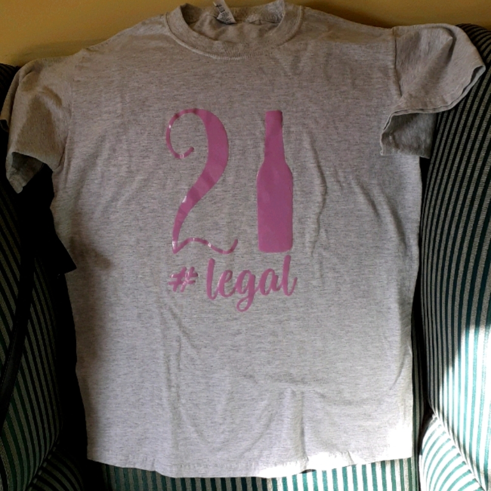 "21 legal" graphic tee , baby tee